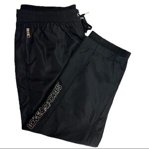 NWOT Love & Sports Black Mesh Lined Joggers Pull On Logo Print Zip Pockets XXXL